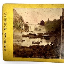 Glens Falls From Below American Scenery Stereoview Photo Waterfall New York picture