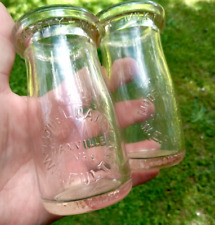 Two Vintage W.E. Fulton Model Dairy Danville, VA Embossed Glass Mini Milk Bottle picture