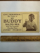Antique My Buddy Malted Milk Advertising Blotter Chocolate c1920s picture