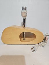 MCM Scandinavian Style Light Wood Table Lamp Base Is 10x5x4in Height Is 9in picture