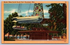 K65/ Cleveland Ohio Postcard Euclid Beach Amusement Park Linen Rocket Ships 75 picture