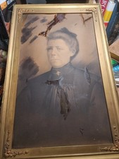 Large antique 1800s photograph Woman 12 X 20 Haunting Look picture