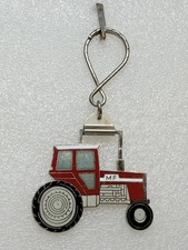 Vintage Massey-Ferguson MF Enamel Tractor Red Watch Fob Equipment Keychain picture