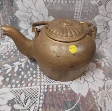 Cute Antique Vintage Small Cast Iron Tea Kettle Teapot 8 Tall X 9 1/2 W X 6 #3 picture