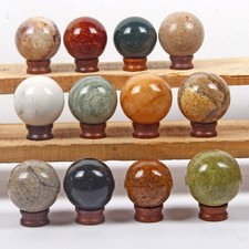 12 Pcs Natural Multi Gemstones Crystal Healing/Reiki Meditation Mineral Sphere picture