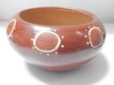 OLD 1930's VINTAGE SANTA CLARA REDWARE POT CLASSIC OVERPAINT POTTERY FOOD BOWL picture