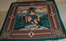 Vibrant Green Mexican Blanket Traditional Aztec Warrior Carrying Princess picture