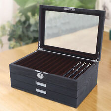 12/23/34 Slots Fountain Pen Display Box Wood Collector Pen Storage Organizer US picture