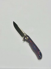 Dream Tech D3898MR Folding Knife 3.25” D2 Steel Black/Blue/Red Micarta EDC NEW picture