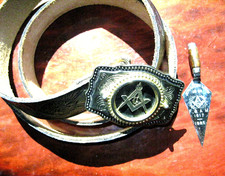 Masonic Jerusalem Lodge #26 Trowel 1925 Antique & Masonic Belt with Buckle picture