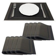 Allgala 8-Pack PVC Dining Table Placemats, Black Gold Frames, Anti-Skid picture