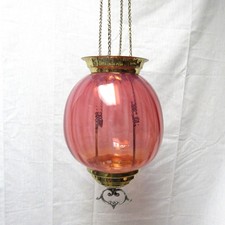 Antique 19th C Cranberry Glass Pull Down Oil Lamp Hanging Chandelier picture
