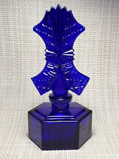 Bottle for Perfume Czech Cobalt Glass Parfume Bottle Blue Czech Glass Art Deco picture