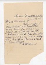 1896 Handwritten Letter Salem Washita Co. Oklahoma Ter. Deering Mower John Deere picture