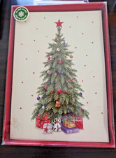 Vintage Christmas 3D Cards Box Set of 10 w/ Envelopes Christmas Tree  picture