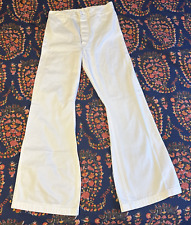 1960s Seafarer Uniform by Stevens White Sailor Pants Button Fly Bell Bottom Sz S picture