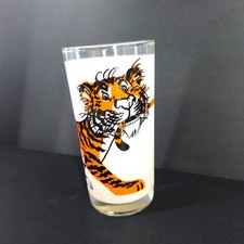 Vintage MCM Esso Put a Tiger in Your Tank Glass Tumbler Advertising Frosted 5.5