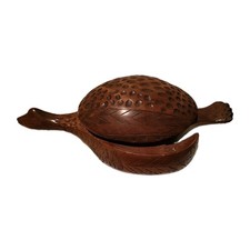 Vtg Hand Carved BIRD Matching Lid Stash Box 15