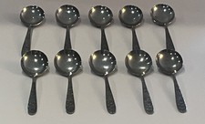 10 Round Bowl Cream Soup Spoon Narcissus Stainless National Floral Japan NASCO picture