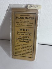 Jacob Meyer 1932-1933 Calendar Ad Graph Paper Notebook Vintage NOS Easton PA picture