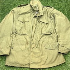 VTG 60's US Military Sateen OG107 Nylon Field Coat Adult Medium Regular W Hood picture