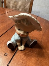 Antique 1950’s  Vase 1950’s Little Girl Blue Dress Pink Shoes Japan picture