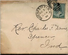 1889 Letter from Rochester, NY -Spencer, IN Sofia A. Nash-Rev. Charles F. Dame  picture
