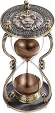  Hourglass Sand Timer 60 Minute:Large Lion Brass 60 Minutes Lion Brown Sand picture