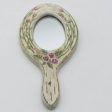 Vintage Handpainted Flowers Rustic Wood Mirror picture