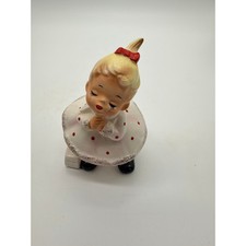 Mid Century Ceramic Josef Originals Christmas Kissing Girl Under Mistletoe picture