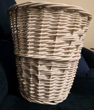 Vintage White Wicker Basket - 11