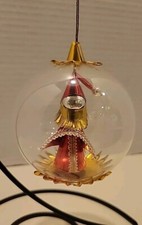 Vtg  Resl Lenz Western Germany Glass & Foil Christmas Ornament Spinner MCM Santa picture