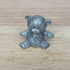 Spoontiques 1983 Miniature Pewter Teddy Bear with Bow and Stitches  Textured VTG picture