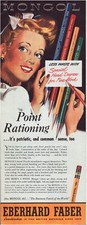 Print Ad Eberhard Faber Pencil 1943 Mongol GGA Pin Up Half-Page Magazine 5