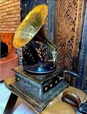 HMV Antique Gramophone Fully Functional Working Phonograph, win-up record player picture