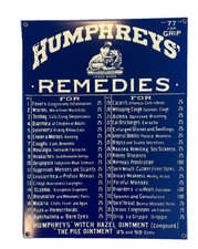 Vintage Humphreys' Remedies heavy Porcelain enamel Sign 12”x16” apothecary drugs picture