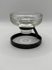 MCM Danish Hand Forged Wrought Iron Ring Base Candleholder Textured Glass Votive picture