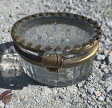 Victorian Beveled Glass & Brass Hinged Trinket Box Ornate Vintage Estate Find picture