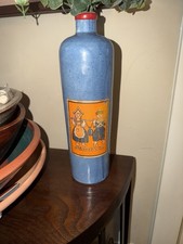 Vintage European Stoneware Bottle –Tissot & Co Mid-Century Blue Ceramic Windmill picture