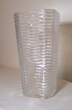 RARE antique American hand cut clear crystal ornate ribbed bud flower vase glass picture