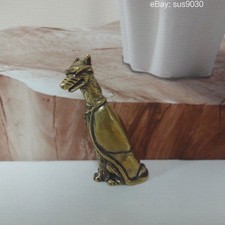 Vintage Mini Solid Brass Doberman Pinscher Figurine Dog Statue picture