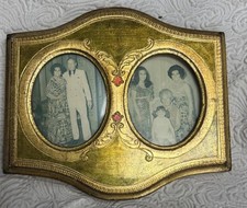 Vintage Florentia Gesso and Giltwood Gold Leaf Detailing Double Picture Frame picture