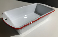 Enamelware Loaf & Bread Pan by Crow Canyon Home  White With Red Trim New picture