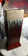A vintage ceramic rectangular vase nice glass art pottery picture