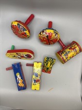 Vintage Lot of 6 Tin Litho Noisemakers Party  New Year’s - 1928-1930’s picture