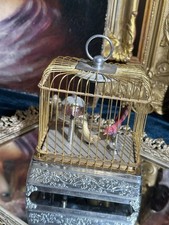 Vintage Occupied Japan Ornate Musical Automaton Mechanical Bird Cage Clock Works picture