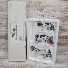 Dept 56 Snow Village Herd of Holiday Cows, Flexible Sisal Hedge Lot Vintage  picture