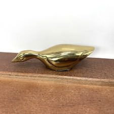 Vintage Solid Brass Metal Gold Tone Duck Mallard Bird 3