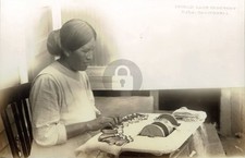 Indian Lace Industry Woman Working Pala CA Native American RPPC Postcard COPY picture