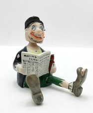Vintage Hobo Figurine Bobblehead Nodder Smoking Drunk Racing Form Japan picture